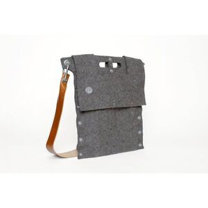 Carga Industrial Wool Felt Leather Strap Shoulder Bag Crossbody